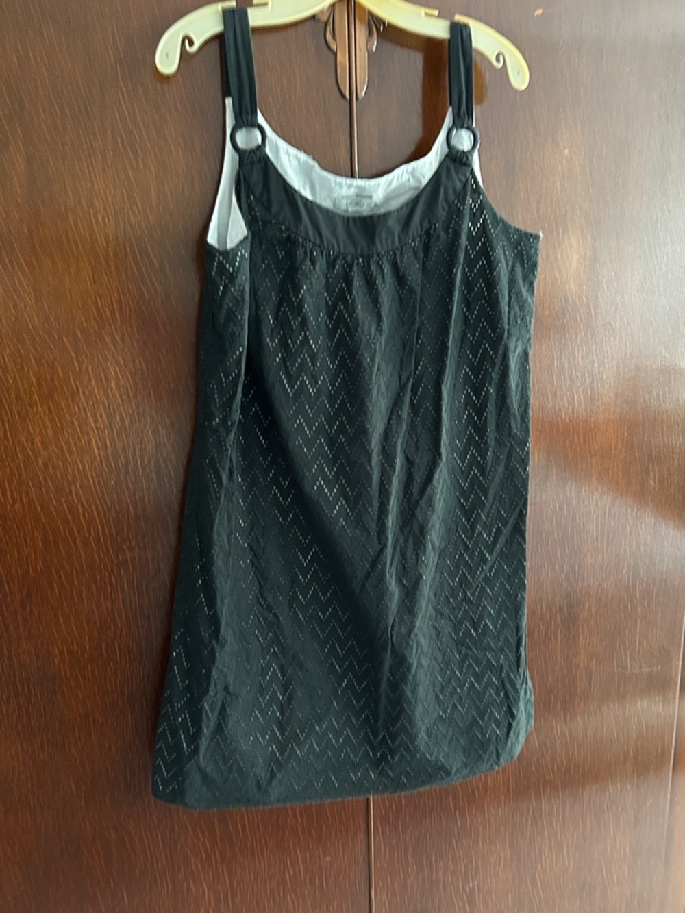 Black Sleeveless Shift Dress with Subtle Zigzag Texture